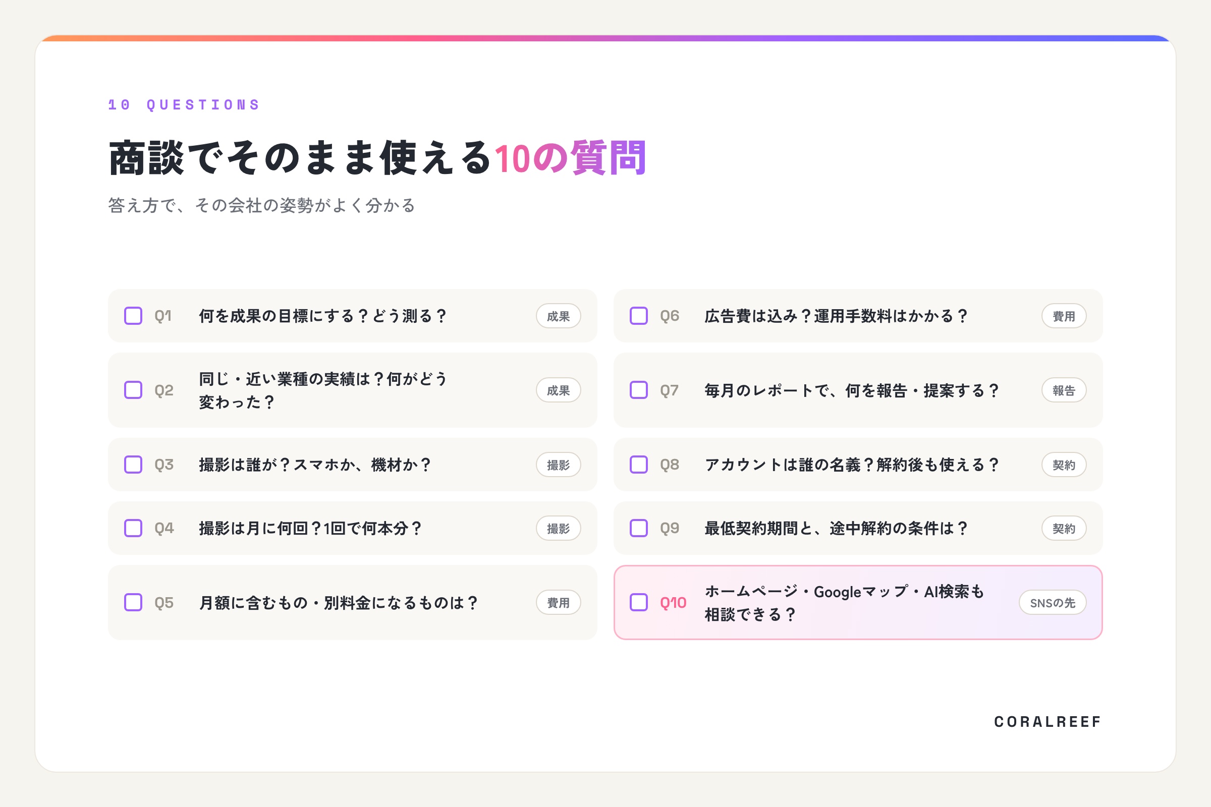 SNS運用代行の商談でそのまま使える10の質問
